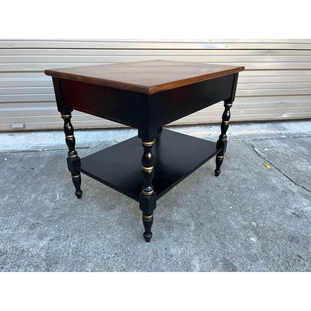 Brown Late 20th Century L.Hitchcock 2 Tier Side Table For Sale - Image 8 of 12