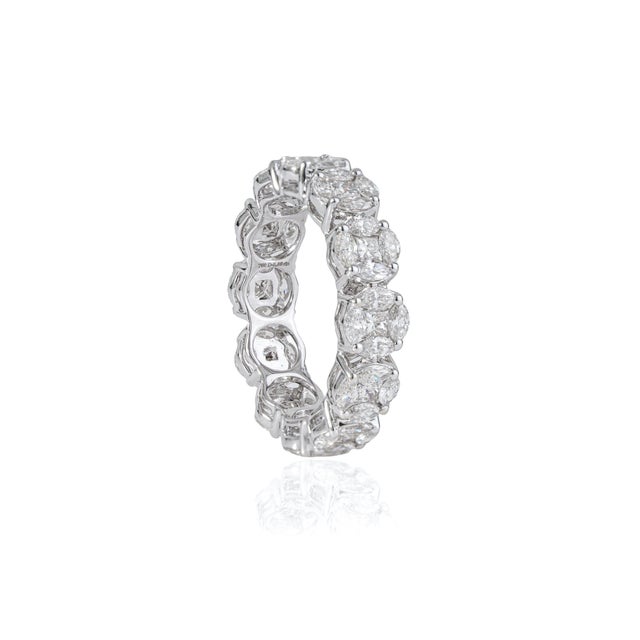 2.86ct Marquise Diamonds Full Eternity Wedding Band Ring in 18k White ...