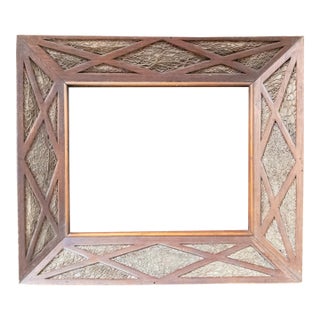 Mid-Century Rustic Primitive Folk Art Wood Picture or Painting Frame For Sale