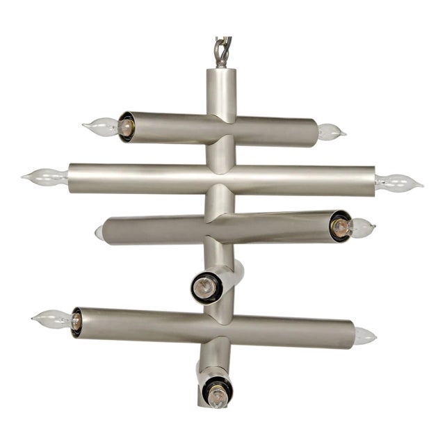 NOIR Alex Chandelier, Metal with Antique Silver Finish For Sale