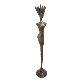 Giacometti-Style Brutalist Female Figure Floor Lamp For Sale