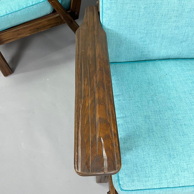 Brown Vintage Ranch Oak Lounge Chairs - A Pair For Sale - Image 8 of 12