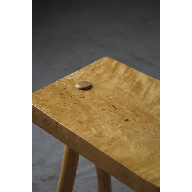Scandinavian Modern Wabi-Sabi Handcrafted Birch Stool, 1960s For Sale - Image 4 of 9