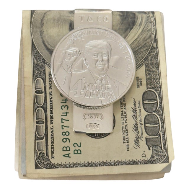 1990s Tiffany & Co Trump Money Clip Sterling Silver Estate For Sale