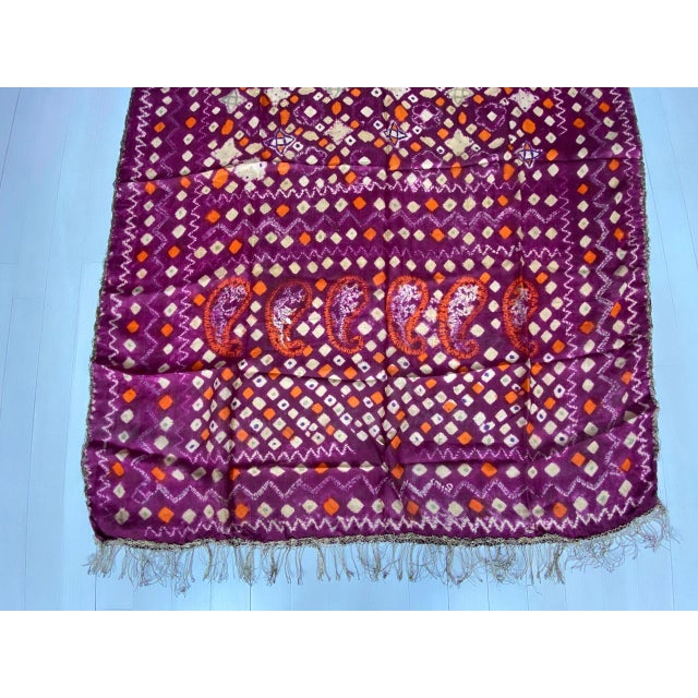 Antique Burnt Orange and Purple Silk Textile For Sale - Image 18 of 18