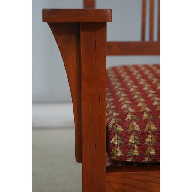 Stickley Mission Cherry Spindle Back Settee For Sale - Image 11 of 18