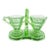 1930s Art Deco Indiana Glass Uranium Green Creamer & Sugar Set With Caddy – Depression Glass - 3pcs For Sale