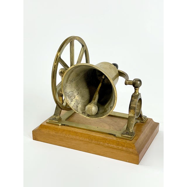 Nautical Vintage Solid Brass Desk Nautical Ships Bell For Sale - Image 3 of 9