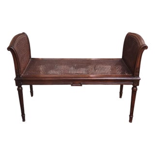 Antique Georgian Style Cane Window Bench For Sale