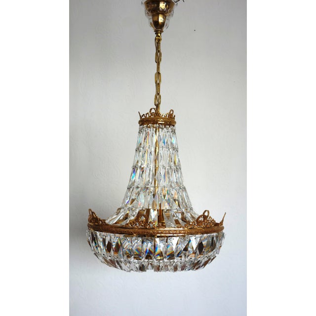 Brass and Lead Crystal 9-Flame Chandelier from Palwa, 1960s For Sale - Image 10 of 18