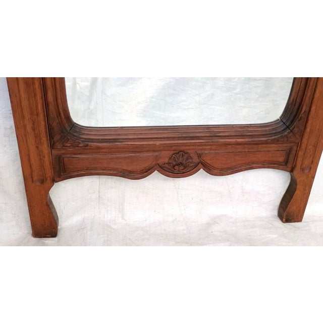1900 - 1909 Antique French Tiger Oak Cheval Dressing Mirror Three Panel Beveled Glass 1900s For Sale - Image 5 of 13