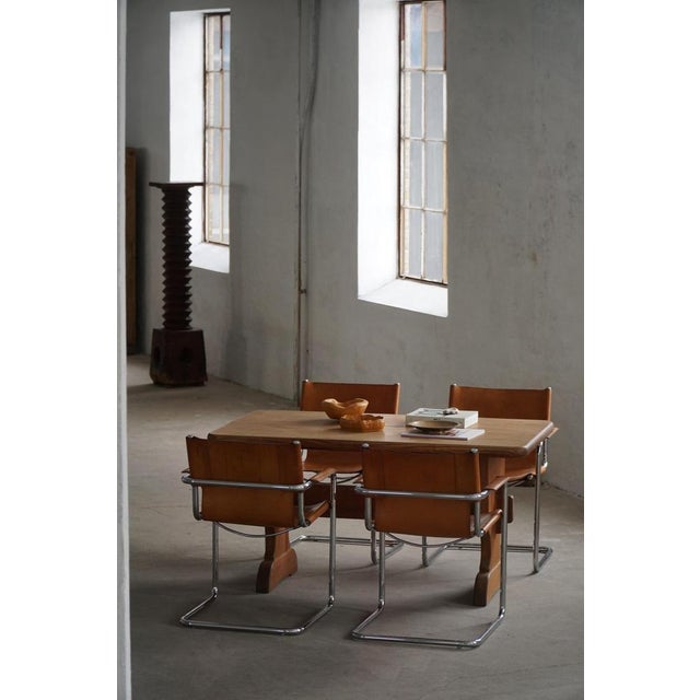 Animal Skin Vintage Cantilever Armchairs in Cognac Leather by Mart Stam for Matteo Grassi, 1960s, Set of 6 For Sale - Image 7 of 18