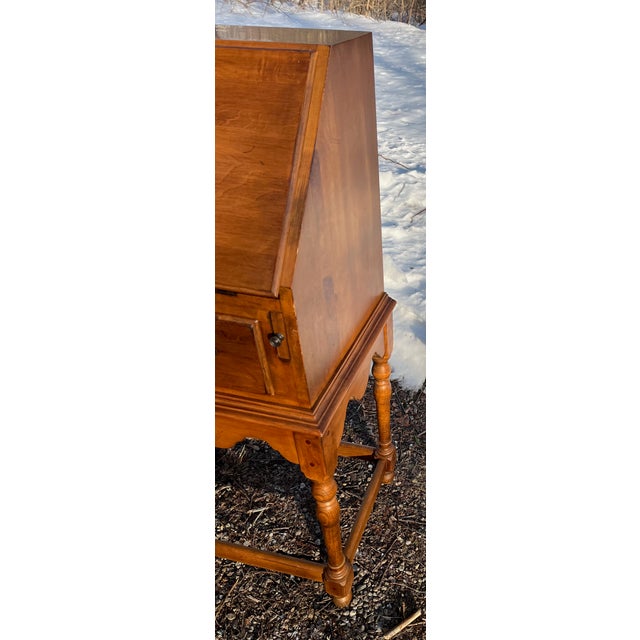 Ethan Allen Desk Solid Maple Slant Top Secretary From C1776 Collection For Sale In Providence - Image 6 of 11