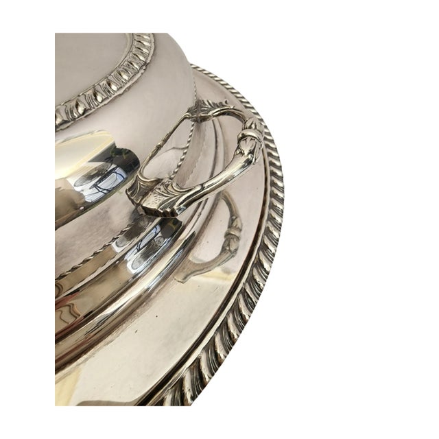 Metal Vintage Sheffield Silver Serving Dish – 3-Piece – Ornate Handles – Divided Insert – Epc Mark – 12" For Sale - Image 7 of 8