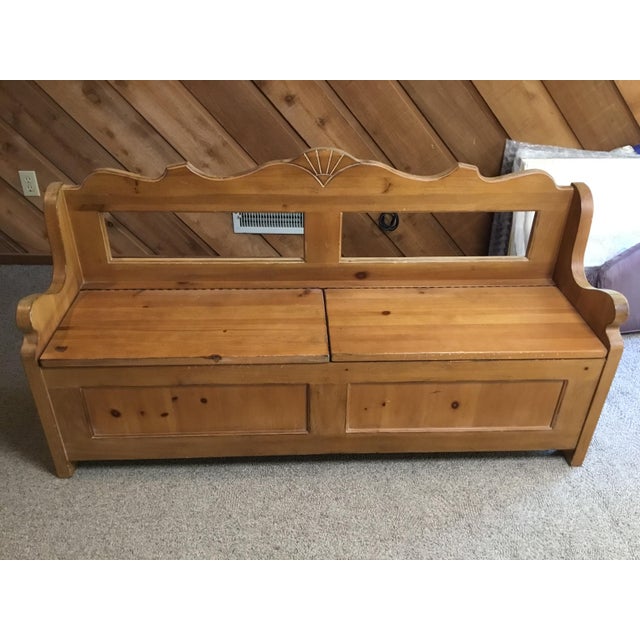 Drexel Heritage 1990s Drexel Heritage Andean Pine Finish Storage Bench With Seating For Sale - Image 4 of 7