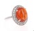 This stunner has a large Cabochon Oval Cut Mandarin Garnet that weighs 16.16 Carats and is surrounded by 24 Round Cut...