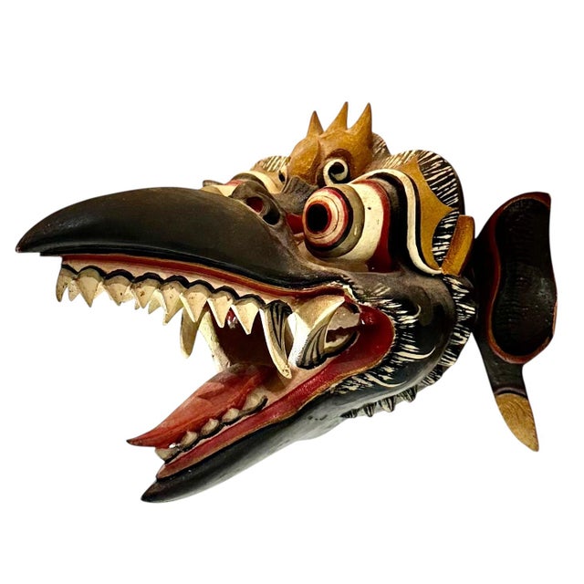 Folk Art Beautifully Decorated Balinese Garuda Wall Decor Mask For Sale - Image 3 of 7