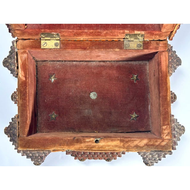 Antique Folk Tramp Art Box For Sale - Image 10 of 17