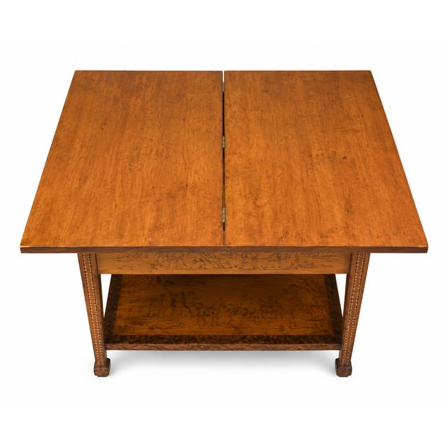 Early 20th Century English Folding Card / Game Table With Illustrated Equestrian Scenes For Sale - Image 5 of 5