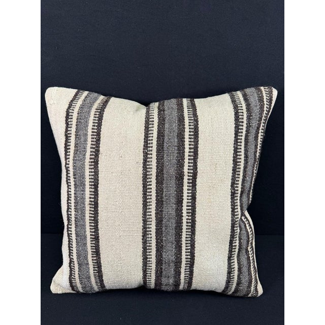 Turkish Hemp Pillow Cushion Natural Beige Gray Pillow Cushion Cover 24x24 For Sale - Image 4 of 4