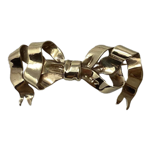 Mid 20th Century 14k Yellow Gold Custom Made Pin in Shape of Bow Tied Ribbon