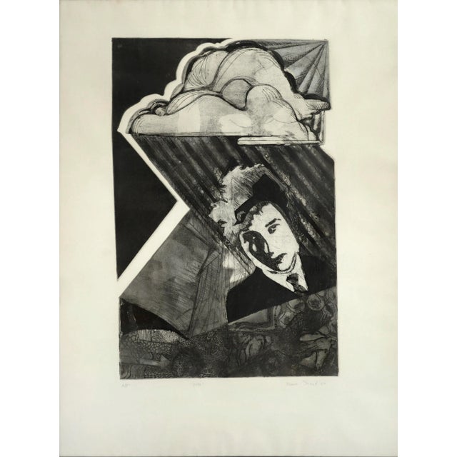 Pop Art portrait of a young Bob Dylan, a 1967 etching by Marc Foster Grant (American, 20th Century). Signed and dated...