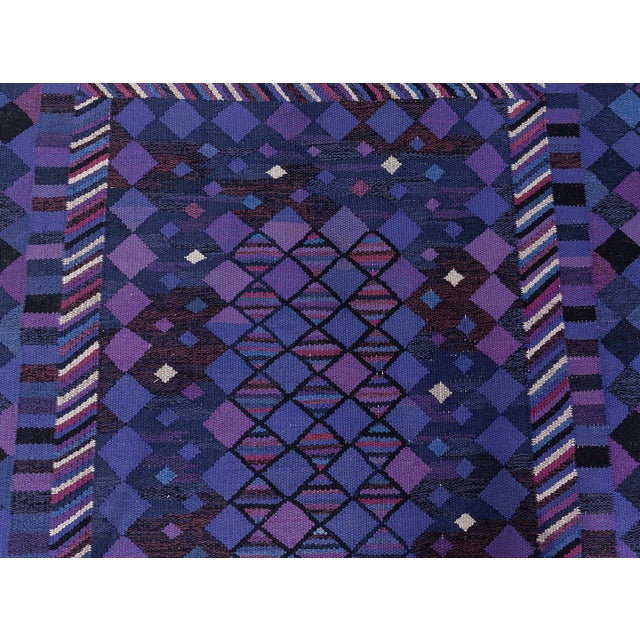 Vintage Scandinavian Blue Flatweave Rug by Märta Måås-Fjetterström, AB MMF For Sale - Image 4 of 11