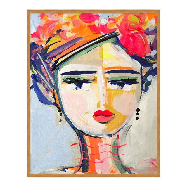 Citrus Girl by Maren Devine in Gold Frame, Medium Art Print For Sale