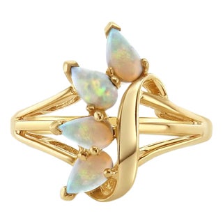 Pear Shaped Opal Ring 10k Yellow Gold, Size 8 For Sale
