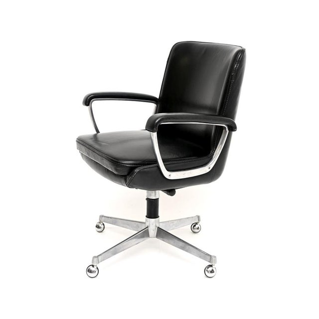 Vintage Leather and Chrome Swivel Desk Chair, 1970 For Sale - Image 4 of 11