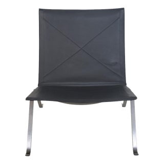 Vintage PK22 Chair in Black Aura Leather by Poul Kjærholm, 2000s For Sale