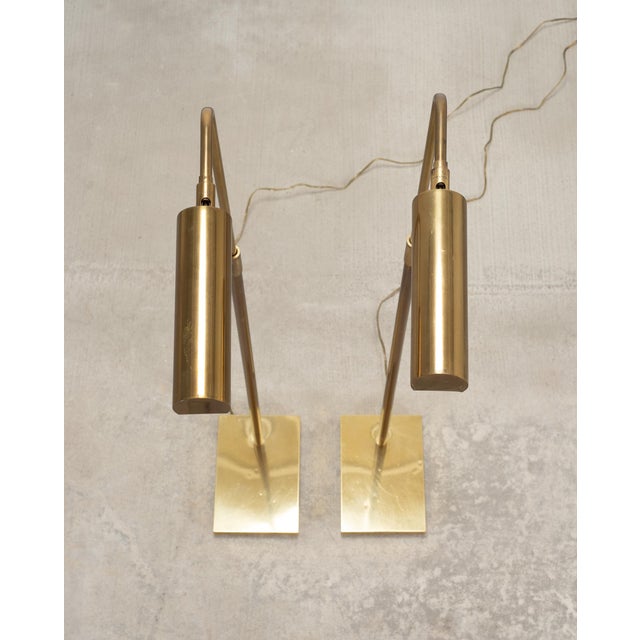 Brass Mid 20th Century Koch & Lowy Omi Patinated Brass Pharmacy Floor Lamps - a Pair For Sale - Image 8 of 18