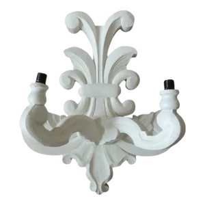 Vintage White Plaster "Flor de Lis" Wall Sconce after Dorothy Draper Style