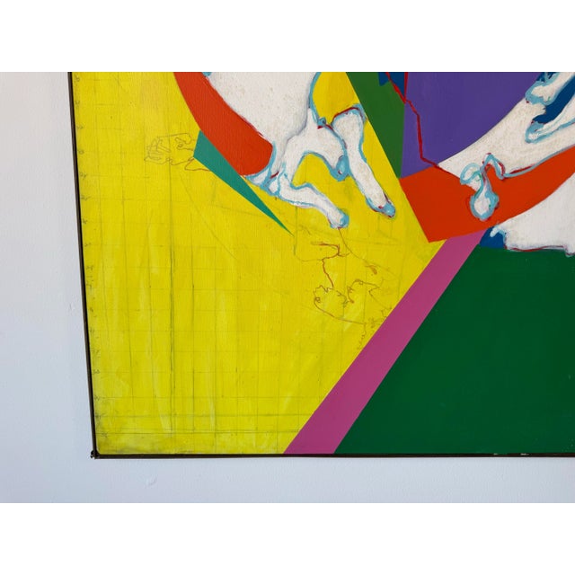 Wood Large Vintage Helen Stein Colorful Expressionist Abstract Acrylic on Canvas Painting – Signed For Sale - Image 7 of 12