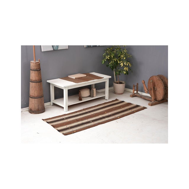 Vintage Brown Striped Kilim Rug - 2`6″ X 6`2″ For Sale In Los Angeles - Image 6 of 6
