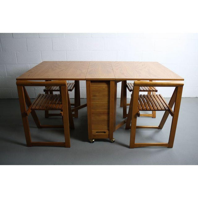 Mid-Century Romanian Drop Leaf Table With 4 Chairs | Chairish