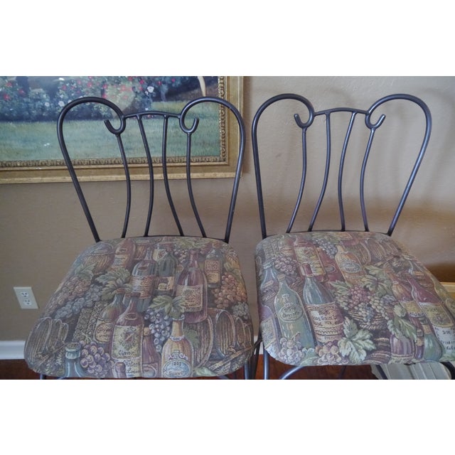 Tuscan Late 20th Century Gray Wrought Iron Bar Stools- Set of 2 For Sale - Image 3 of 12