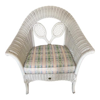 Wimbledon Lawn Tennis Club Henry Link Tennis White Wicker Chair For Sale
