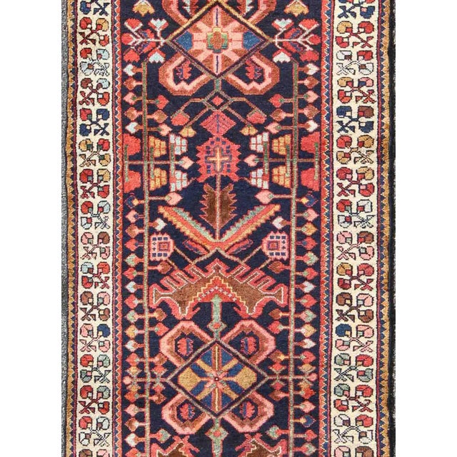 Mid 20th Century Tribal Midcentury Persian Hamedan Rug in Midnight Blue, Red, Green and Brown For Sale - Image 5 of 7