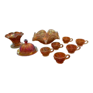 1940s Fenton Carnival Glass Set- 10 Pieces