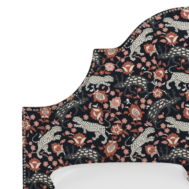Spritely Home Halsted Headboard in Coral Navy Leopard, Queen For Sale - Image 4 of 7