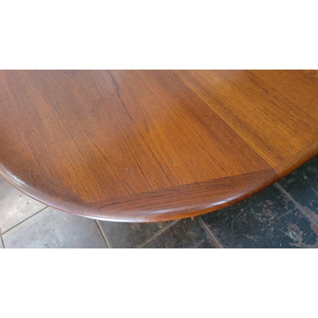 Bruno Mid Century Danish Modern Teak Dining Table Two Leaves For Sale - Image 4 of 8