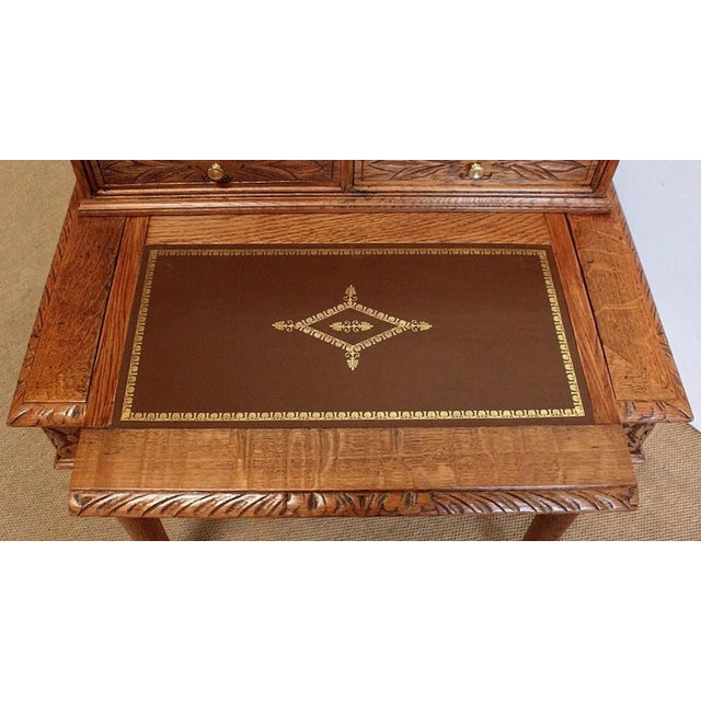 Small Tiered Child's Desk in Solid Oak, Late 19th Century For Sale - Image 11 of 18