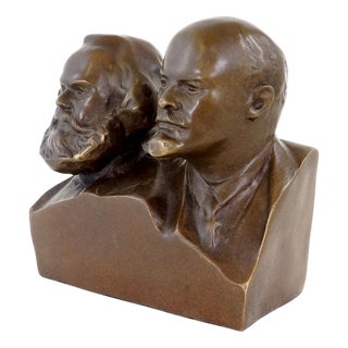 Bronze Bust of Karl Marx and Vladimir Lenin, 20th Century For Sale