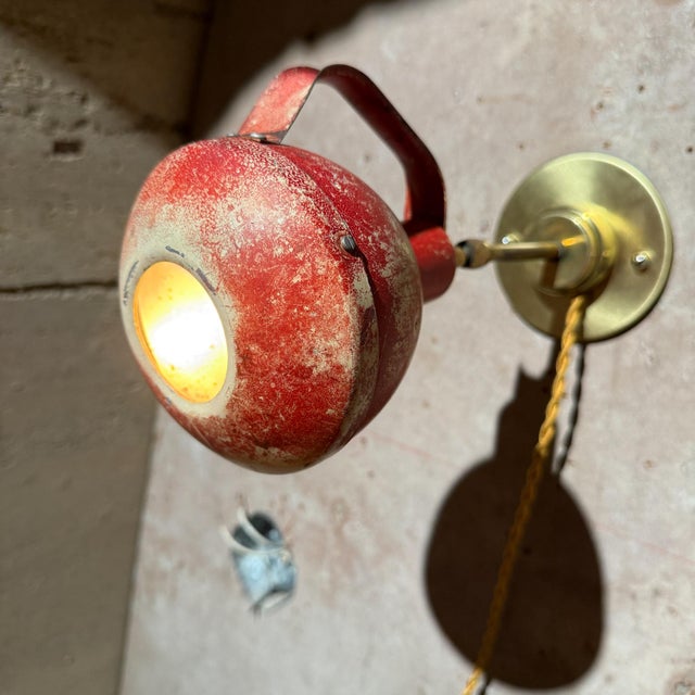 Metal Vintage Industrial Red Wall Lamp Sconce Usa For Sale - Image 7 of 7