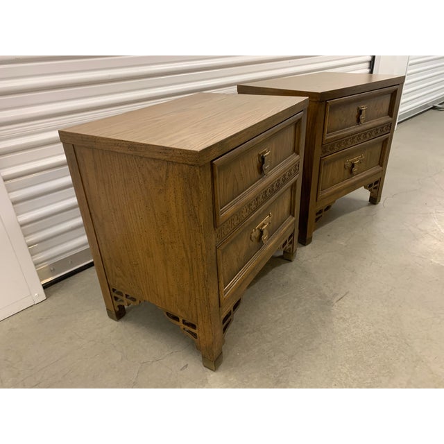 Here we have a nice pair of Mid Century Dixie Shangri La nightstands. All original and in very good condition. Darling...