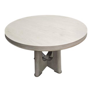Contemporary White Cerused Oak Round Accent Table by Beautiter Home For Sale