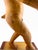 1990s Donald Nelsen Modernist Painted Wood Walking Figure Sculpture With Fez For Sale - Image 12 of 18