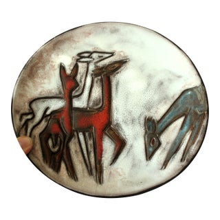Ruscha Ceramic Wall Plate With a Deer Motif, Handmade in Germany in the 50s For Sale