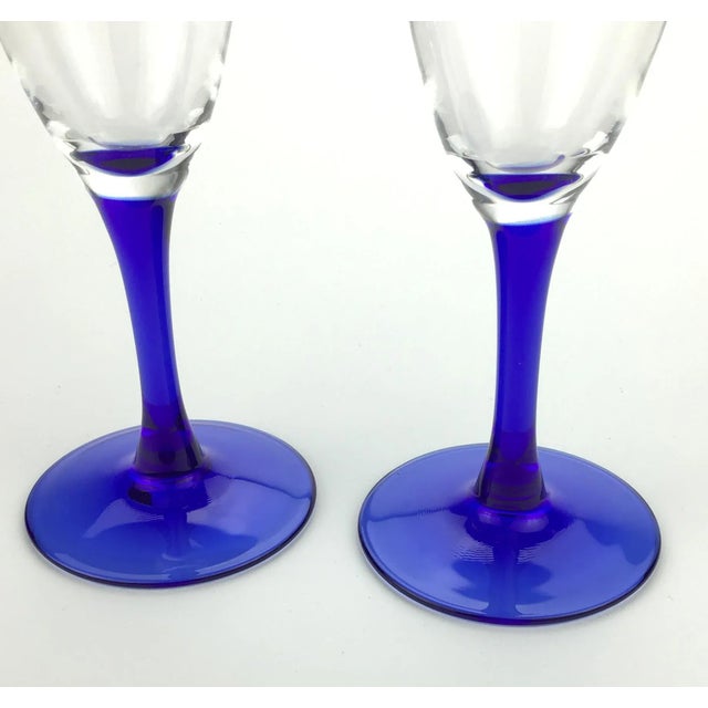 Cobalt Stemware Champagne Flutes - a Pair For Sale In Portland, ME - Image 6 of 11